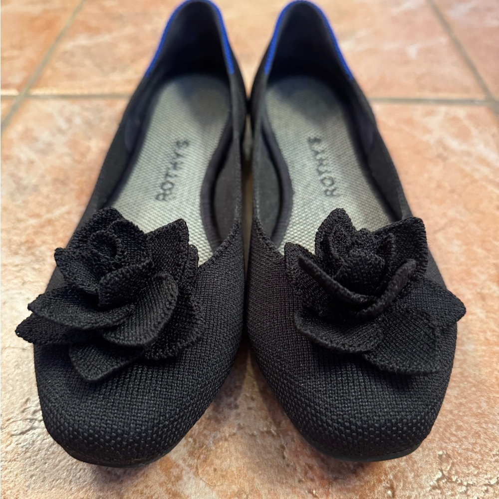EUC! Rothy's The Petal Square Toe Flats | Black | Size 6
